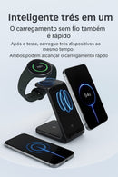 Carregador 3 em 1, sem fio para Celular, Fone de ouvido, Smartwatch